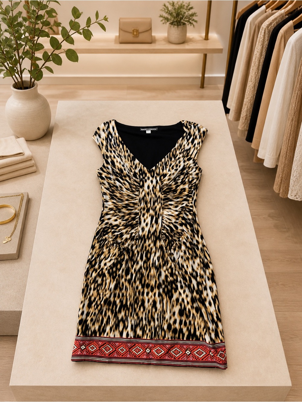 Maggie, London animal print cheetah leopard brown dress size 10
